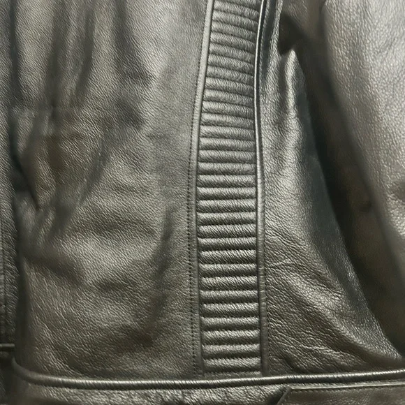 Harley-Davidson Black Leather Jacket with Red and White Accents